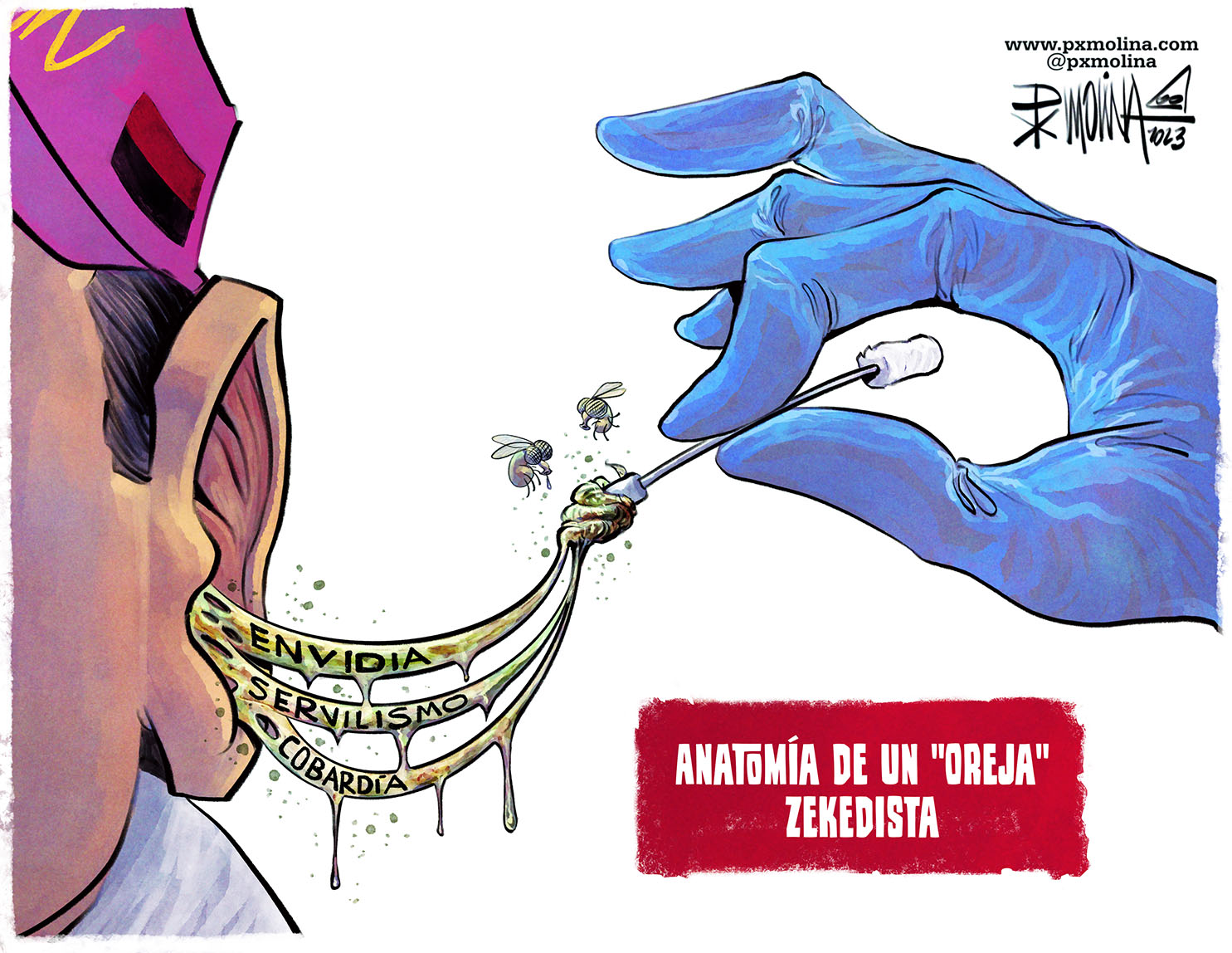 Caricatura La anatomía de un “oreja” del Frente Sandinista