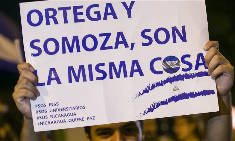 Afiche con consigna Ortega y Somoza, son la misma cosa