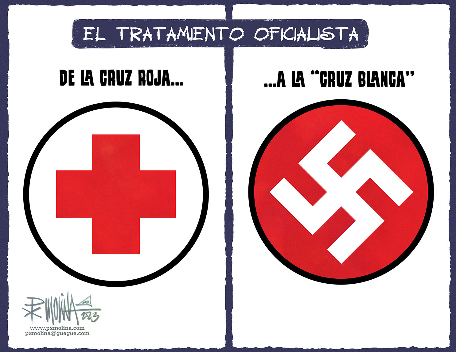 Caricatura Cruz Roja y Cruz blanca