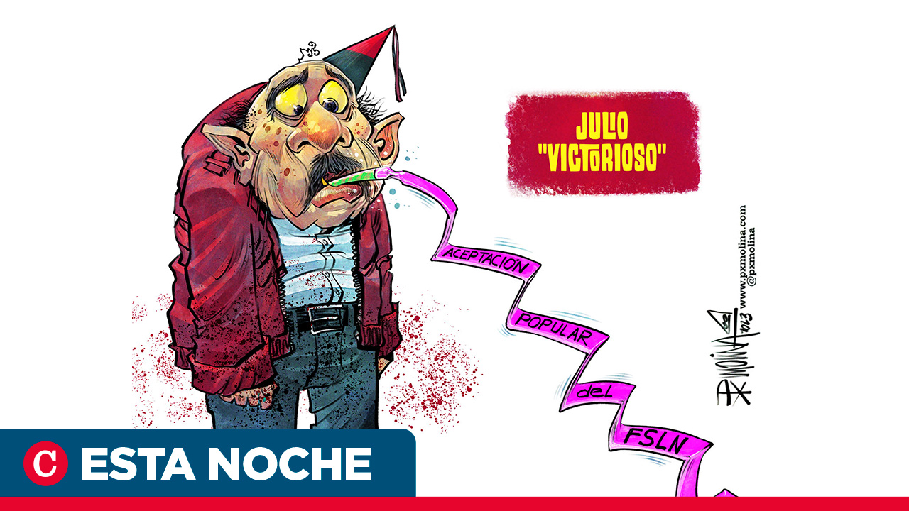 Caricatura Daniel Ortega y julio "victorioso"
