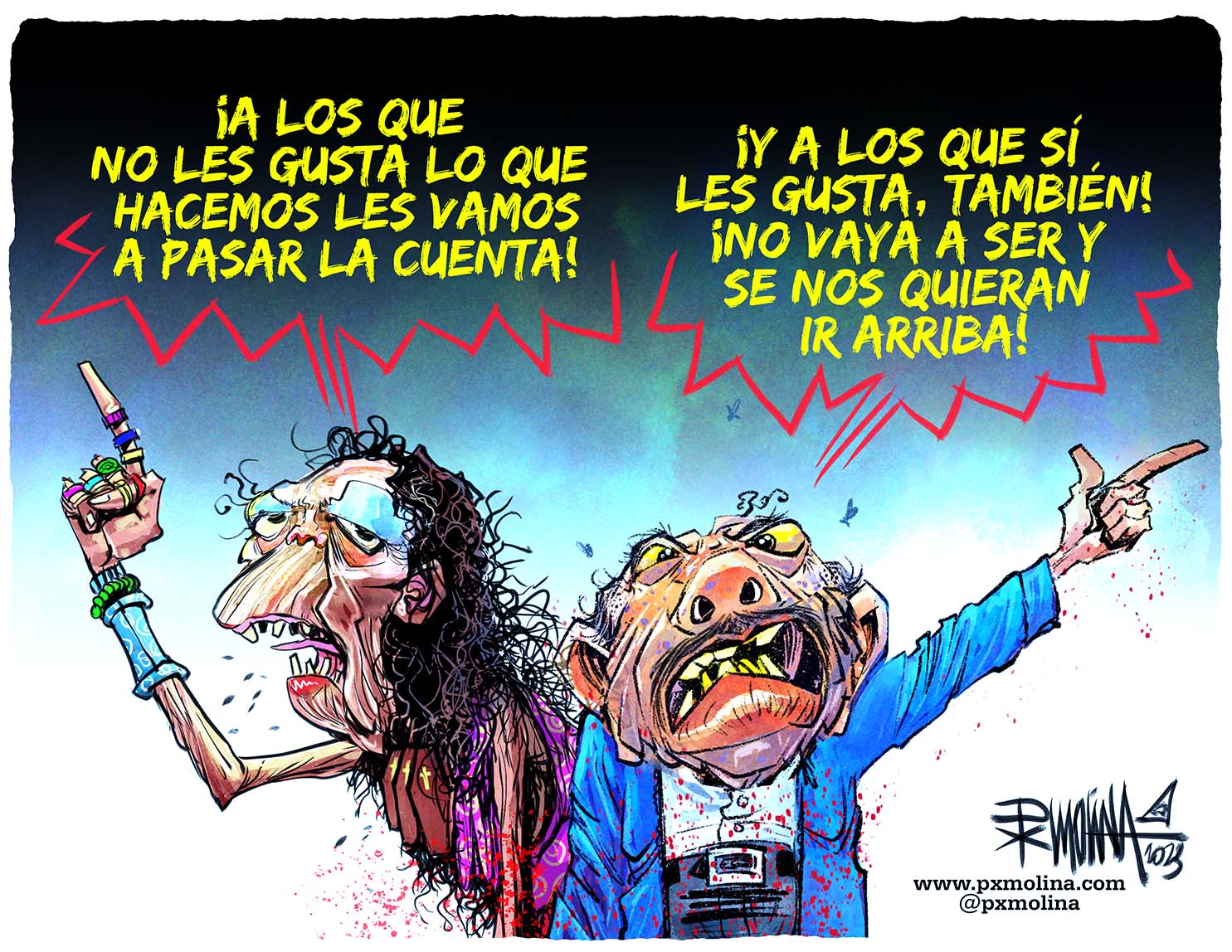 caricatura "pasada de cuenta" por Ortega y Murillo