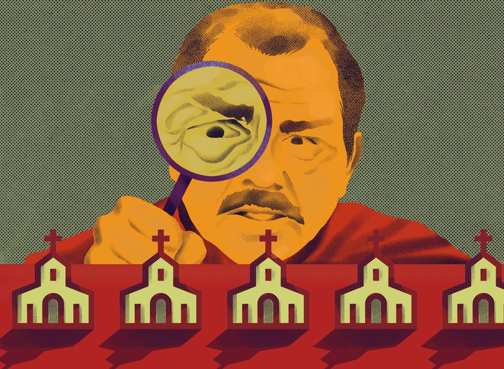ilustración Ortega asedia Iglesia católica