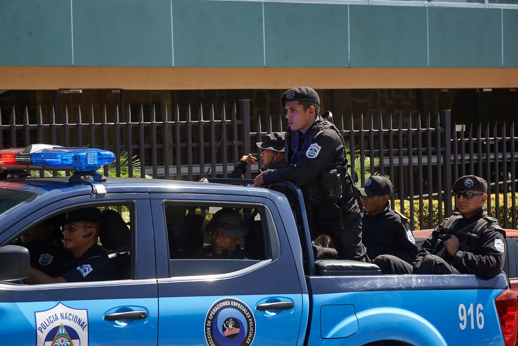 Riot Police patrolling Managua