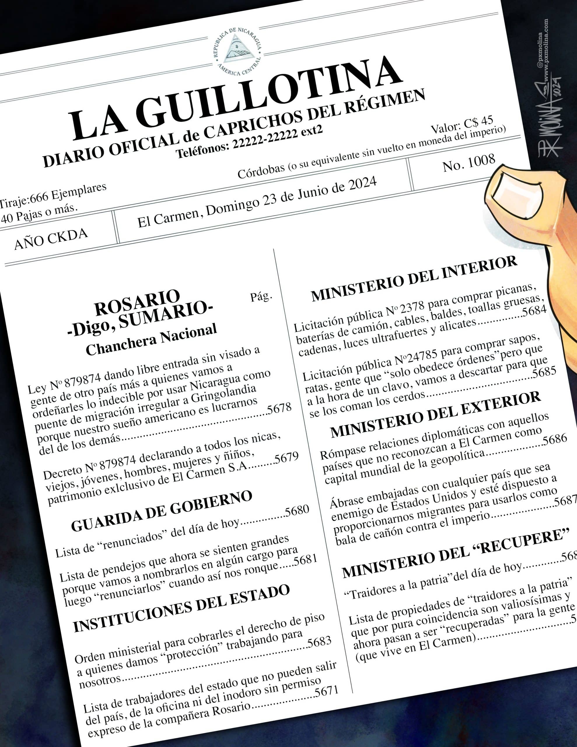 guillotina diario oficial Nicaragua