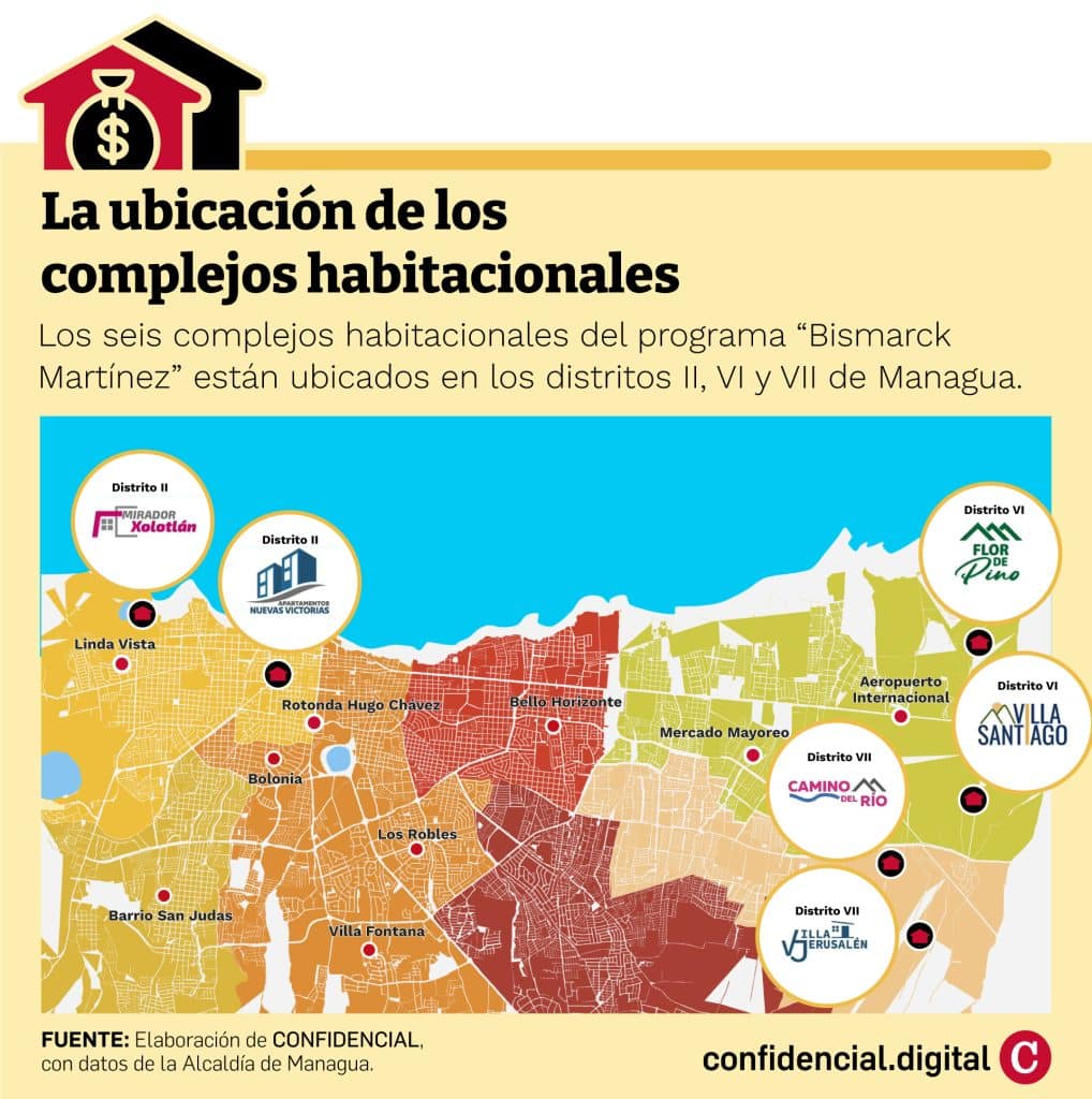 Ubicación de las nuevas casas de la Alcaldía de Managua en el programa Bismarck Martínez