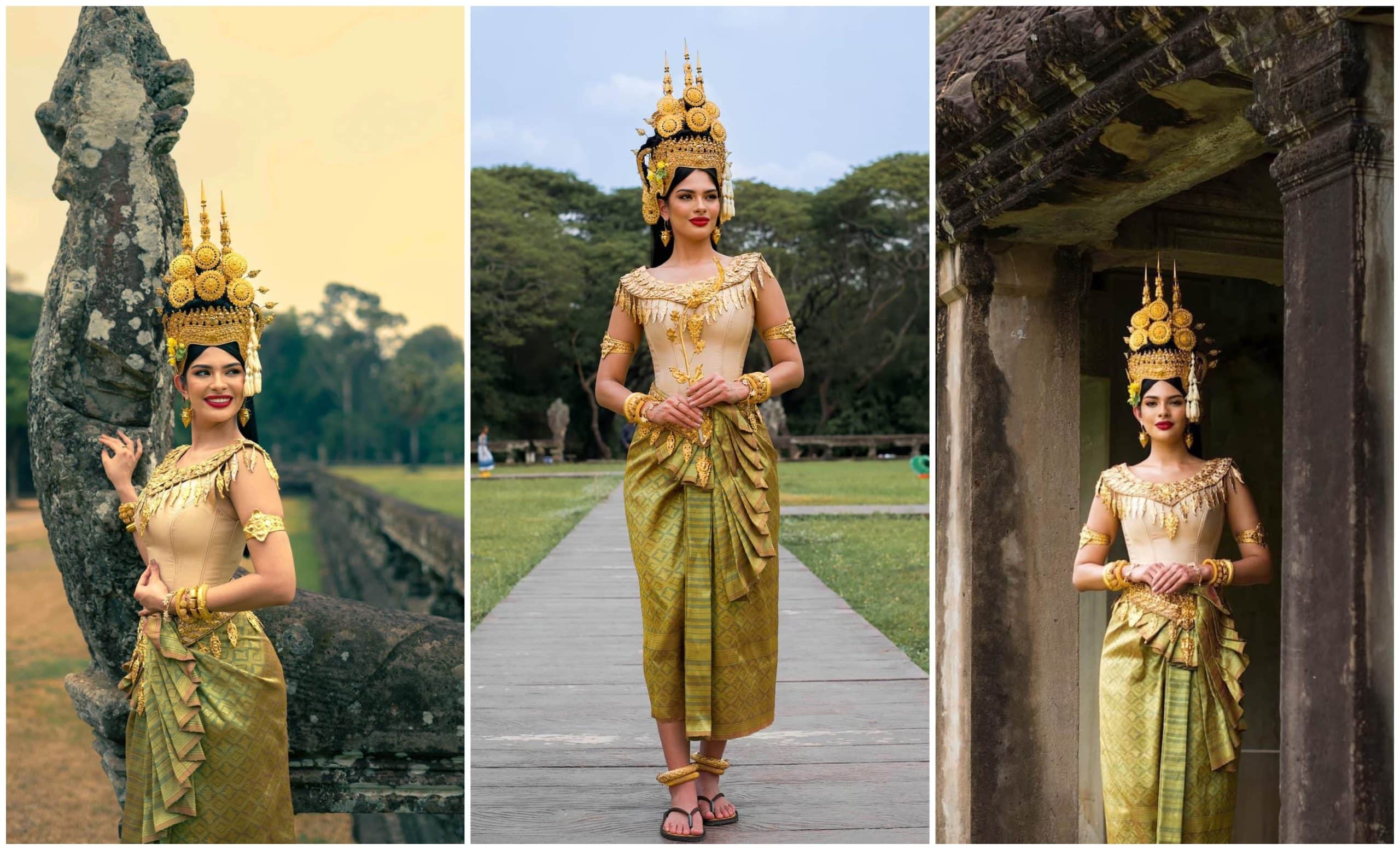 Sheynnis Palacios luce un traje tradicional en Camboya