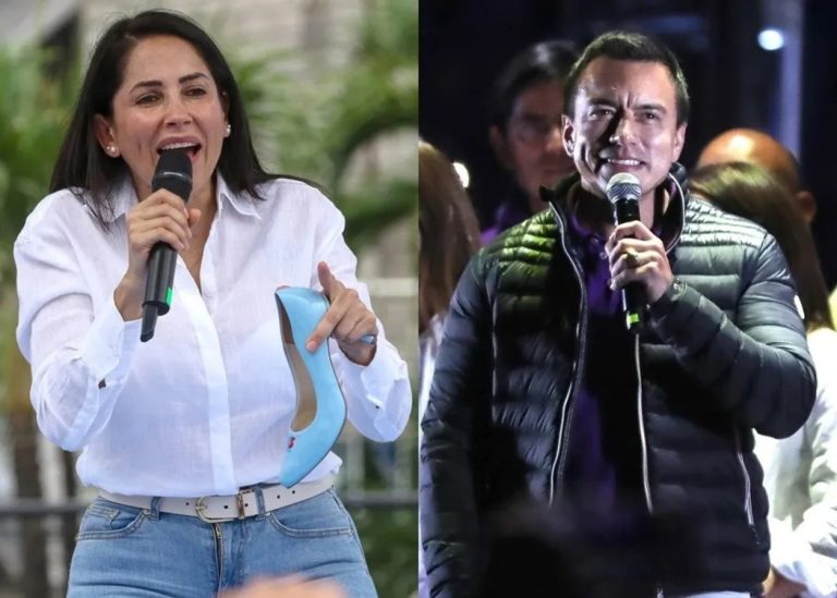 El presidente de Ecuador, Daniel Noboa, y la candidata presidencial correista Luisa González.