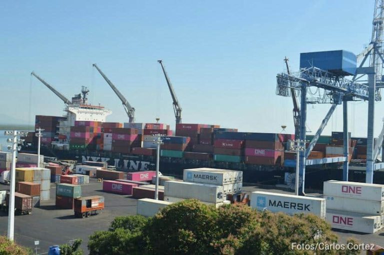 Container movement at the Port of Corinto, Nicaragua.