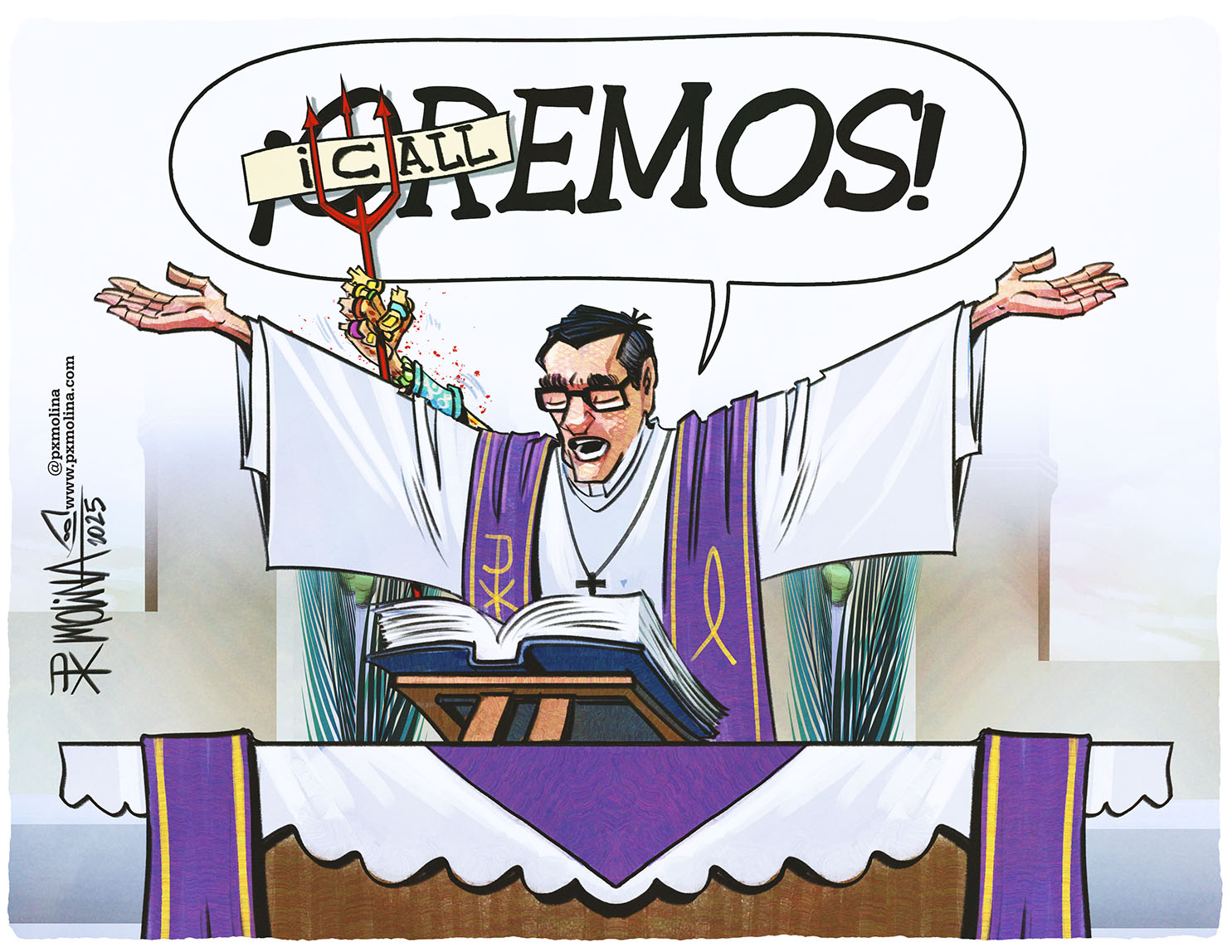 Caricatura Las misas en Nicaragua