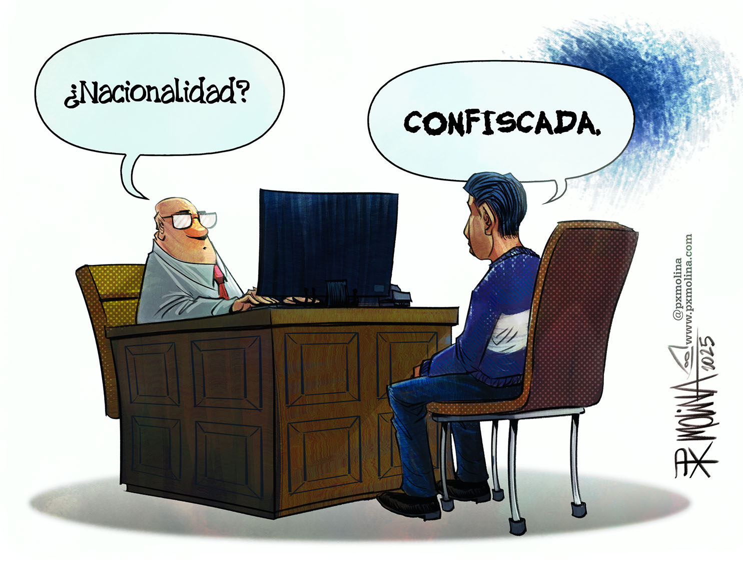 Caricatura nacionalidad “confiscada”