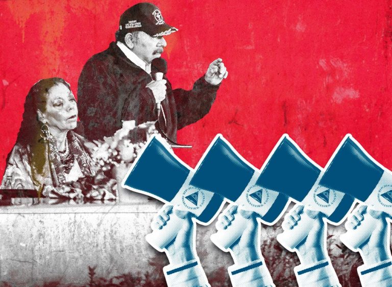 Ilustración Daniel Ortega contra los medios