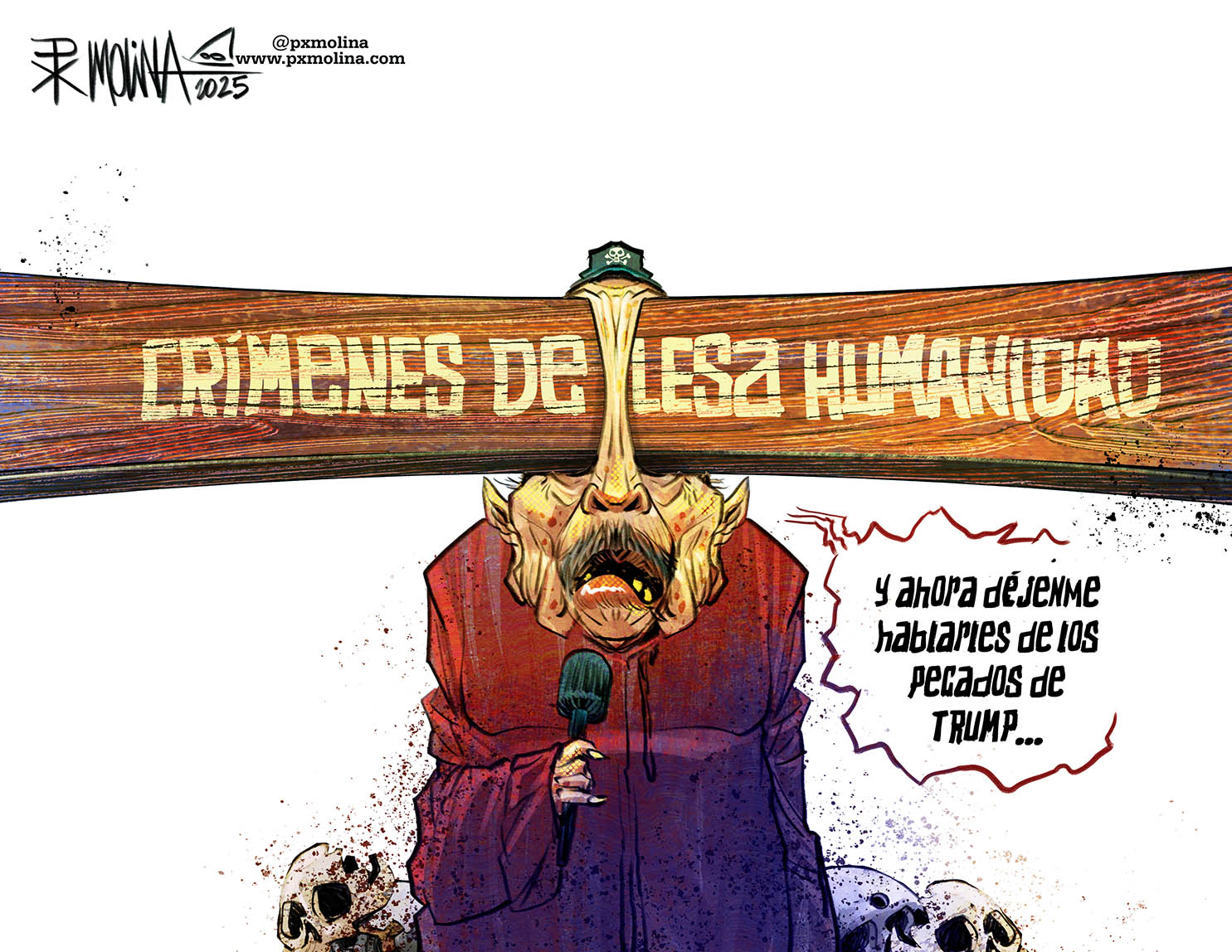 caricatura crímenes de lesa humanidad en Nicaragua