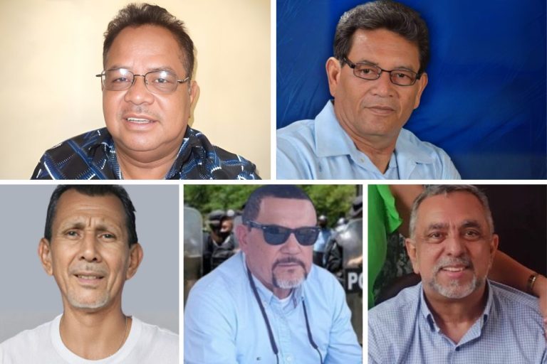 Los cinco presos políticos excarcelados el 7 de noviembre de 2025 en Nicaragua
