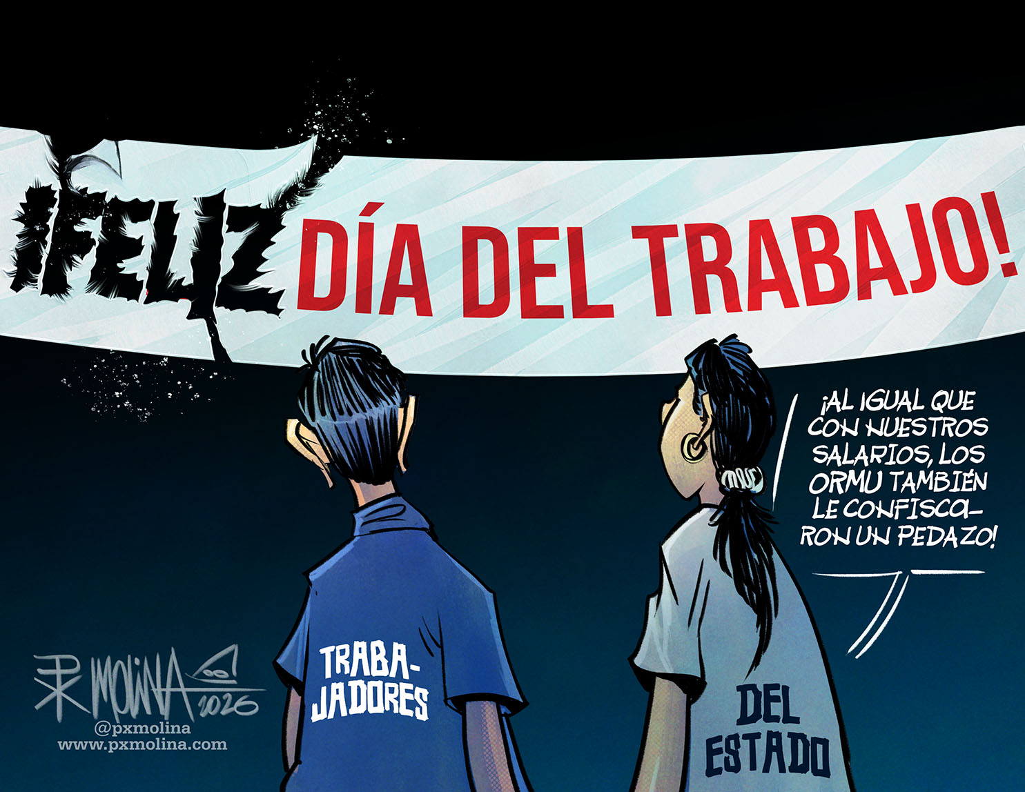 Caricatura Día del trabajo