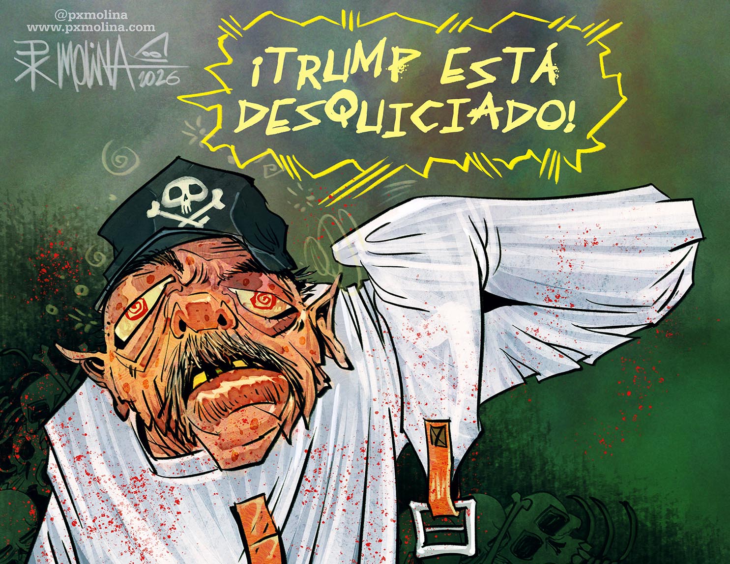 Caricatura Trump desquiciado