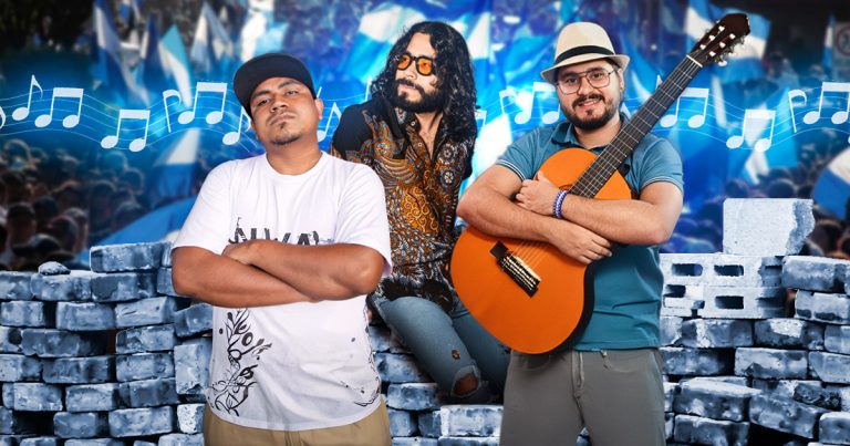 Los músicos Erick Nicoya, Ludwing Gómez y Jandir Rodríguez.