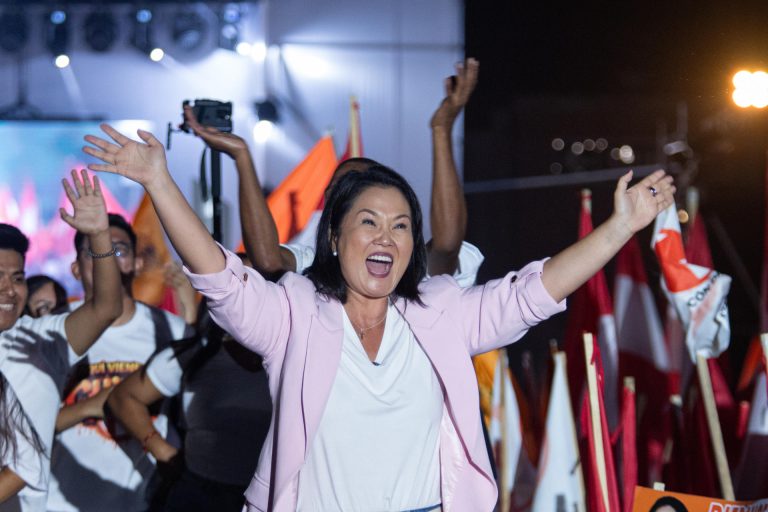 Keiko Fujimori en el cierre de campaña, en Lima.