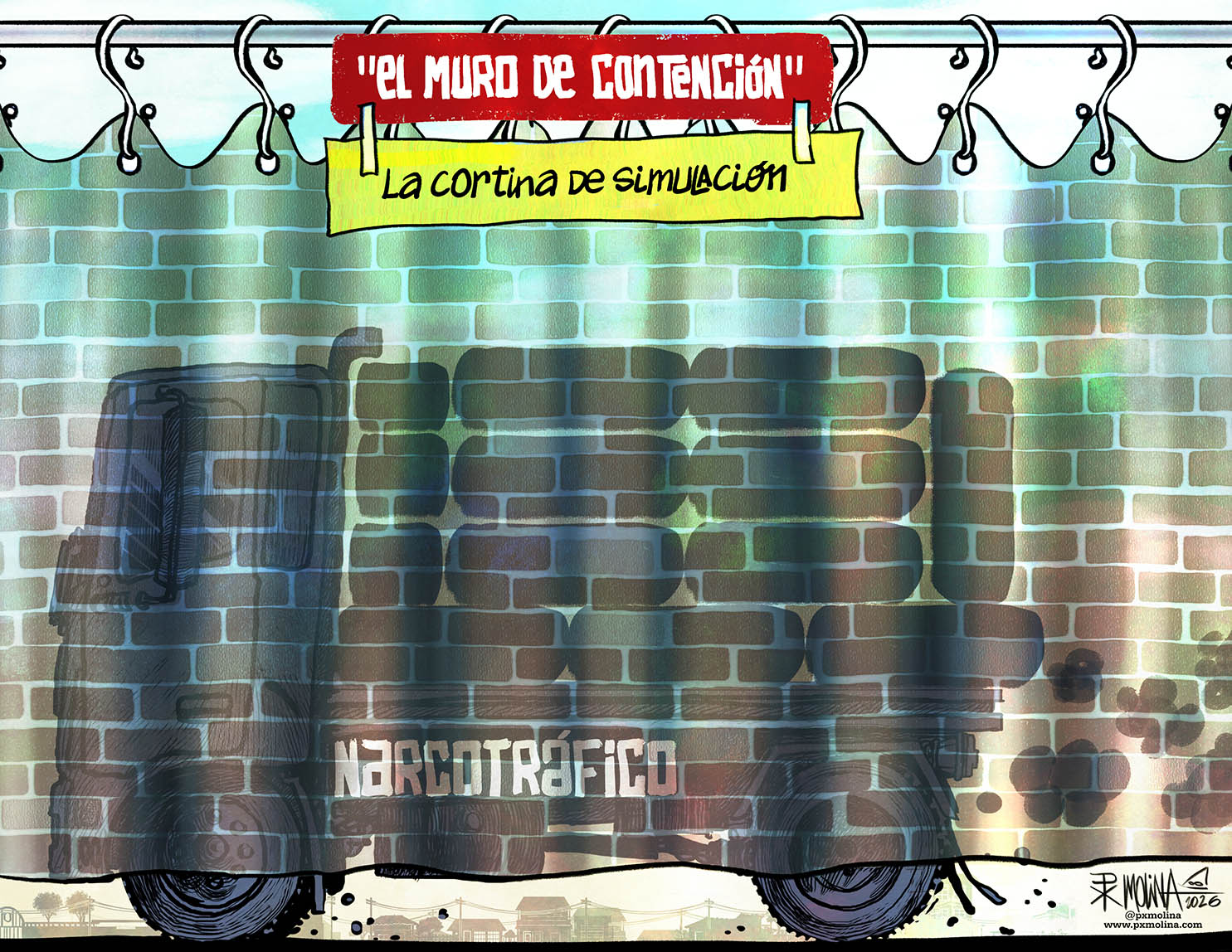 Caricatura Muro o cortina