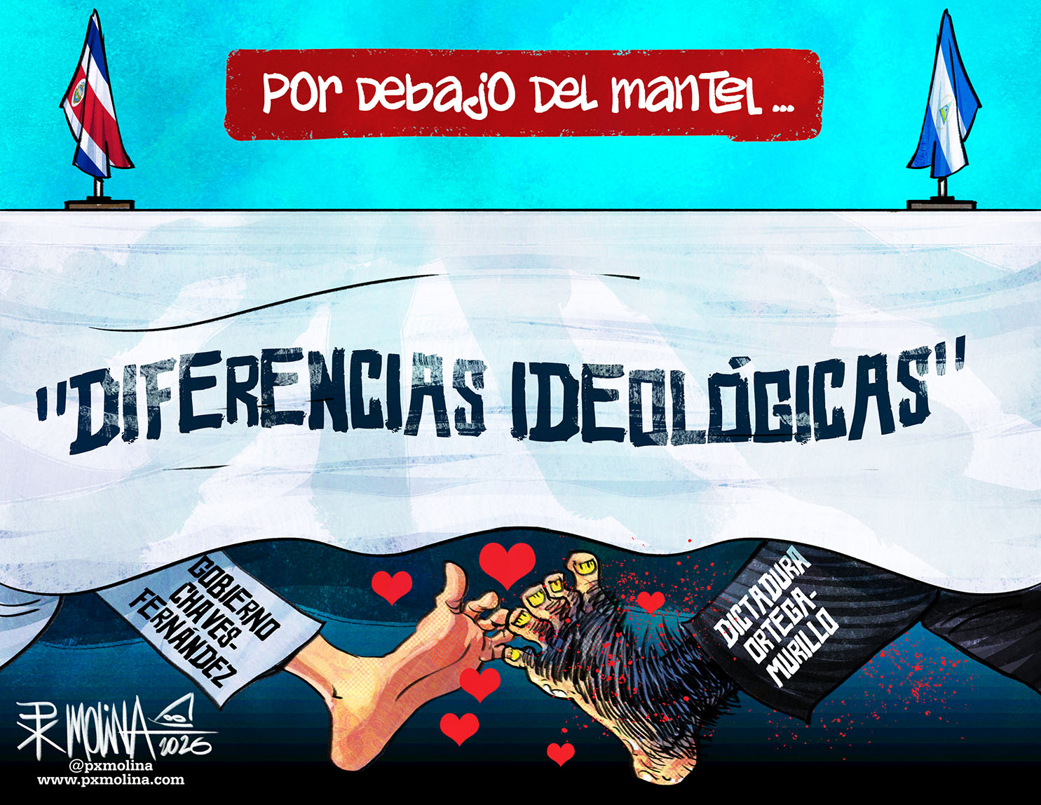 Caricatura Por debajo del mantel