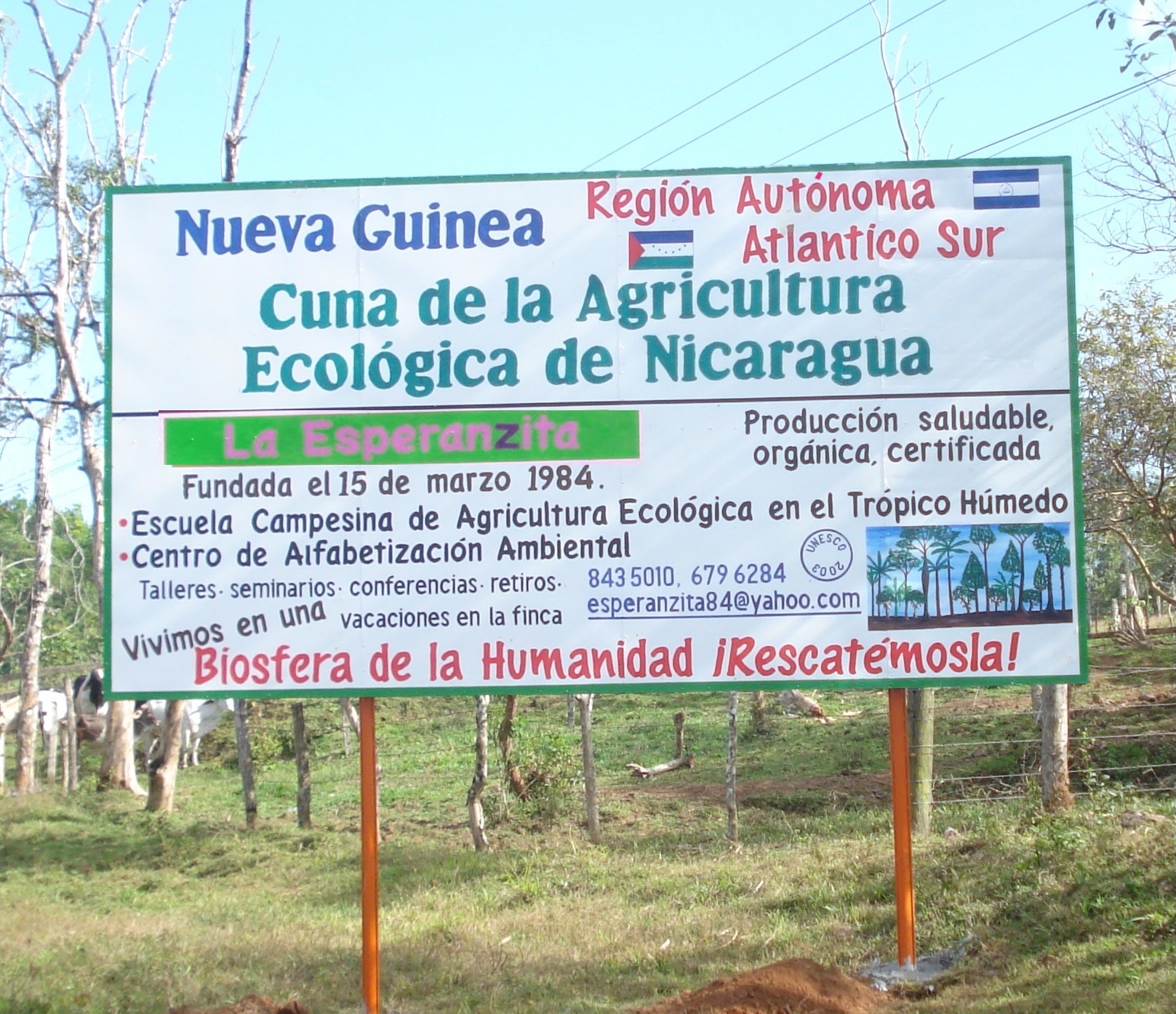 Rótulo en la comunidad La Esperanzita