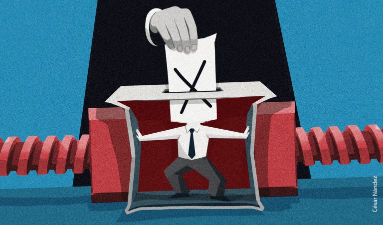 Ilustración de alguien ejerciendo el voto.