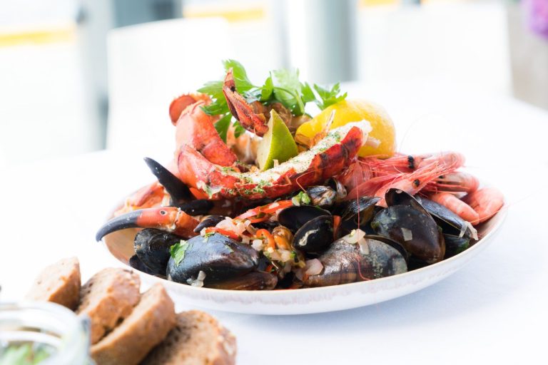 Mariscos servidos para comer