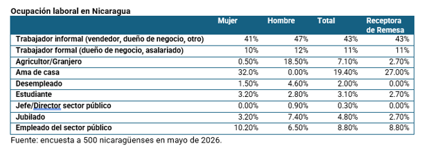 Ocupación laboral en Nicaragua